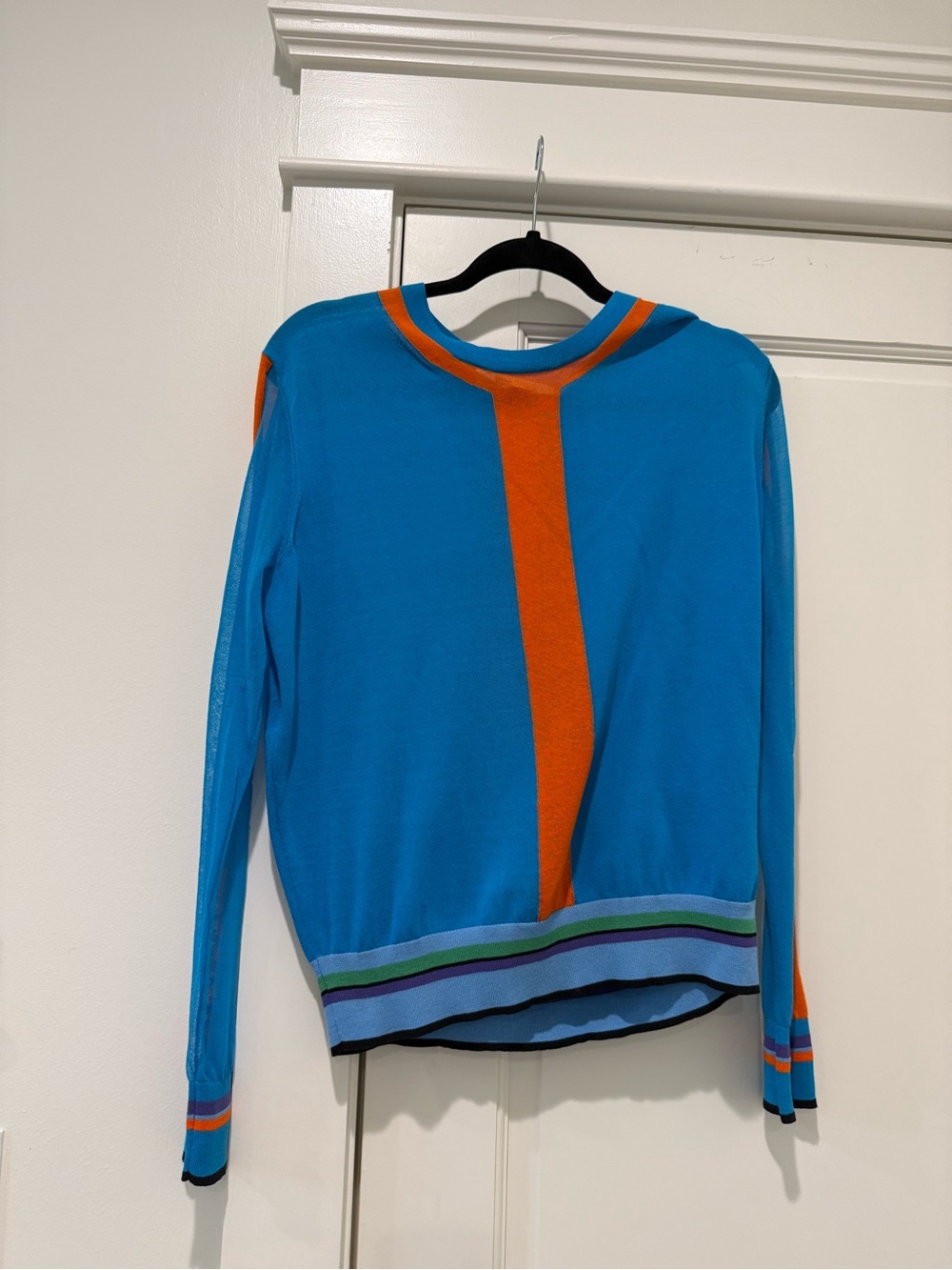 Diane Von Furstenberg Turquoise and Orange Knit Top